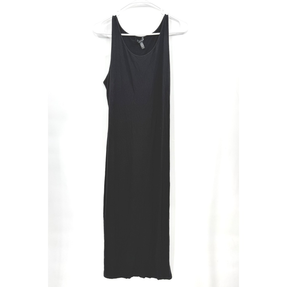 Eileen Fisher Large Tank Dress Womens Black Viscose Jersey Sleeveless Maxi Scoop